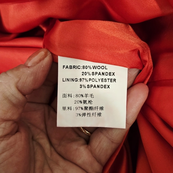 Sirina Red Wool Midi Dress – Lined with Pockets Sz XL - Picture 16 of 16